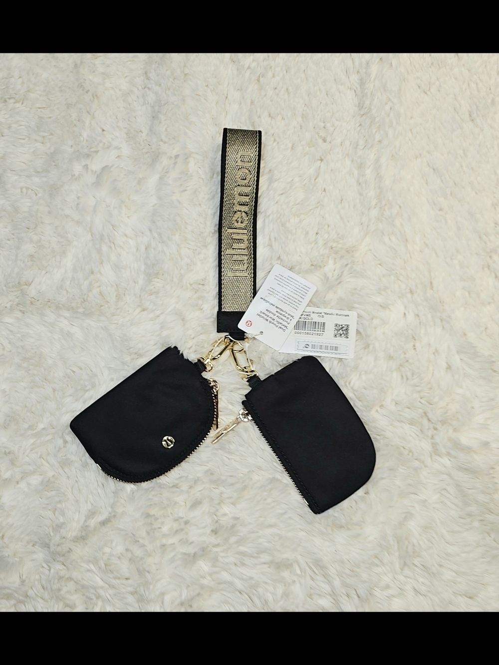 Lululemon Dual Pouch Wristlet Black & Gold NWT